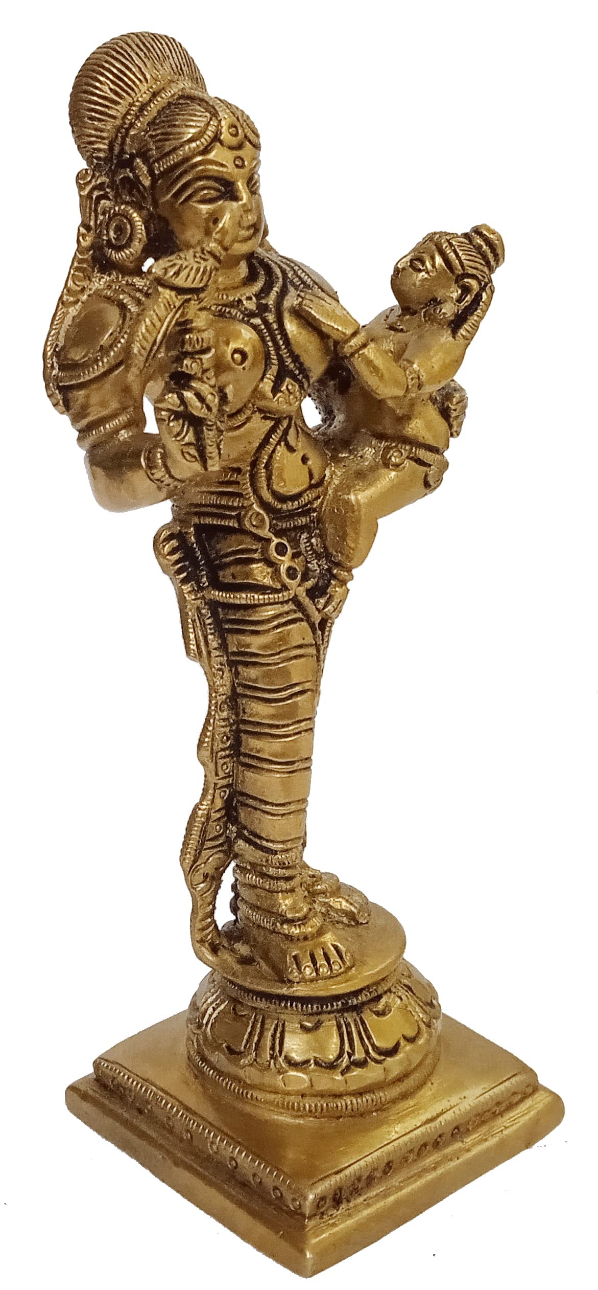 Purpledip Brass Idol Statue of Krishna and Yashoda - Damodar Leela Hindu Deity Sculpture (12409) | Rare Religious Collectible for Home Altar, Temple Decoration & Spiritual Gift