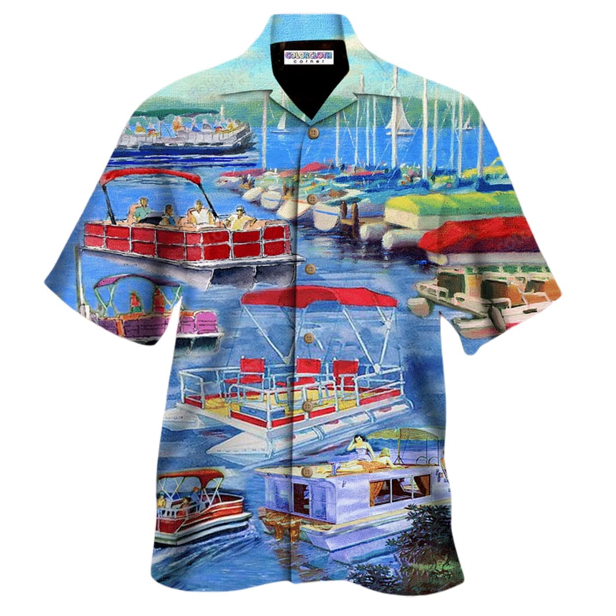 Men's Hawaiian Shirts - Pontoon Captain Short Sleeve Button Down Beach Shirts for Summer | Best Gift for Dad & Boyfriend | Perfect for Beach Parties, Vacations & Casual Outings
