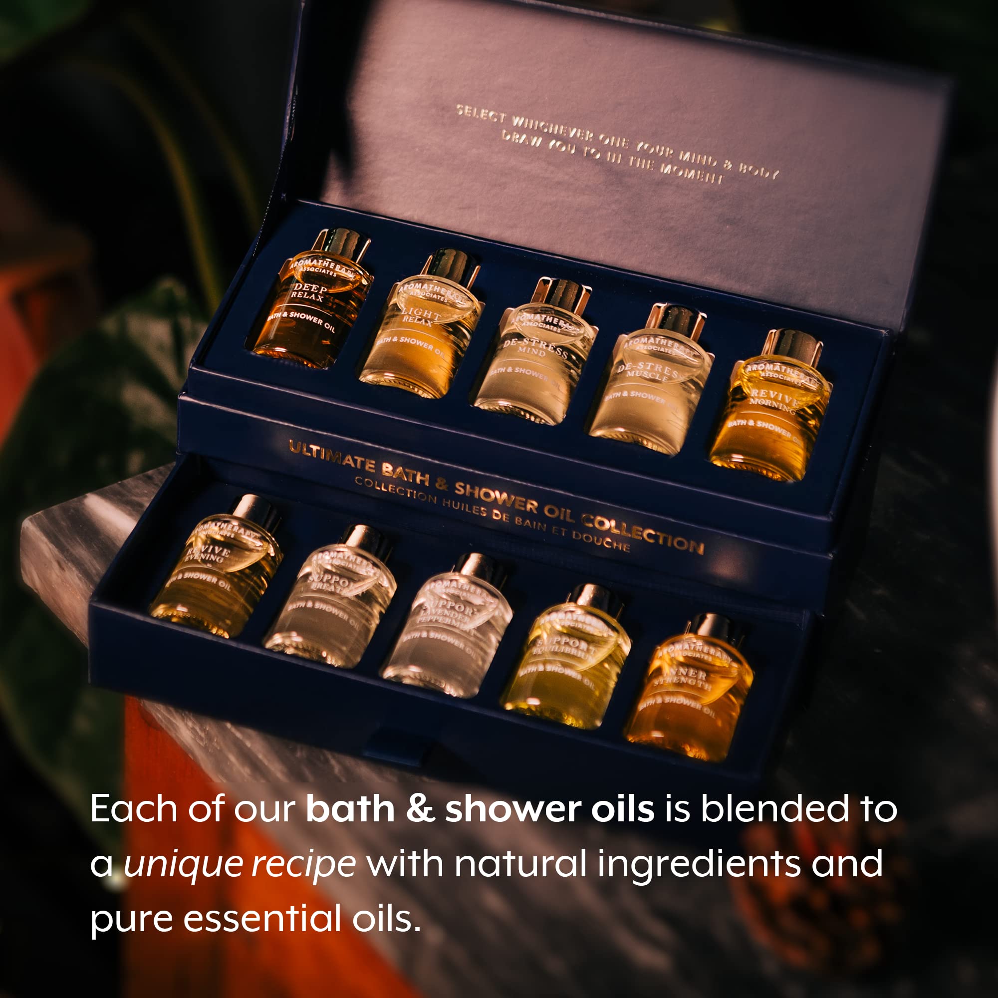 **Aromatherapy Associates Essential Oil Blends for Dry Skin - Hydrating Body Oil for Men & Women, Luxury Shower Oil for Daily Aromatherapy Bath & Body Care, 10 Pack (0.30 fl oz Each) - Perfect for Relaxation, Spa Nights & Gift Giving**