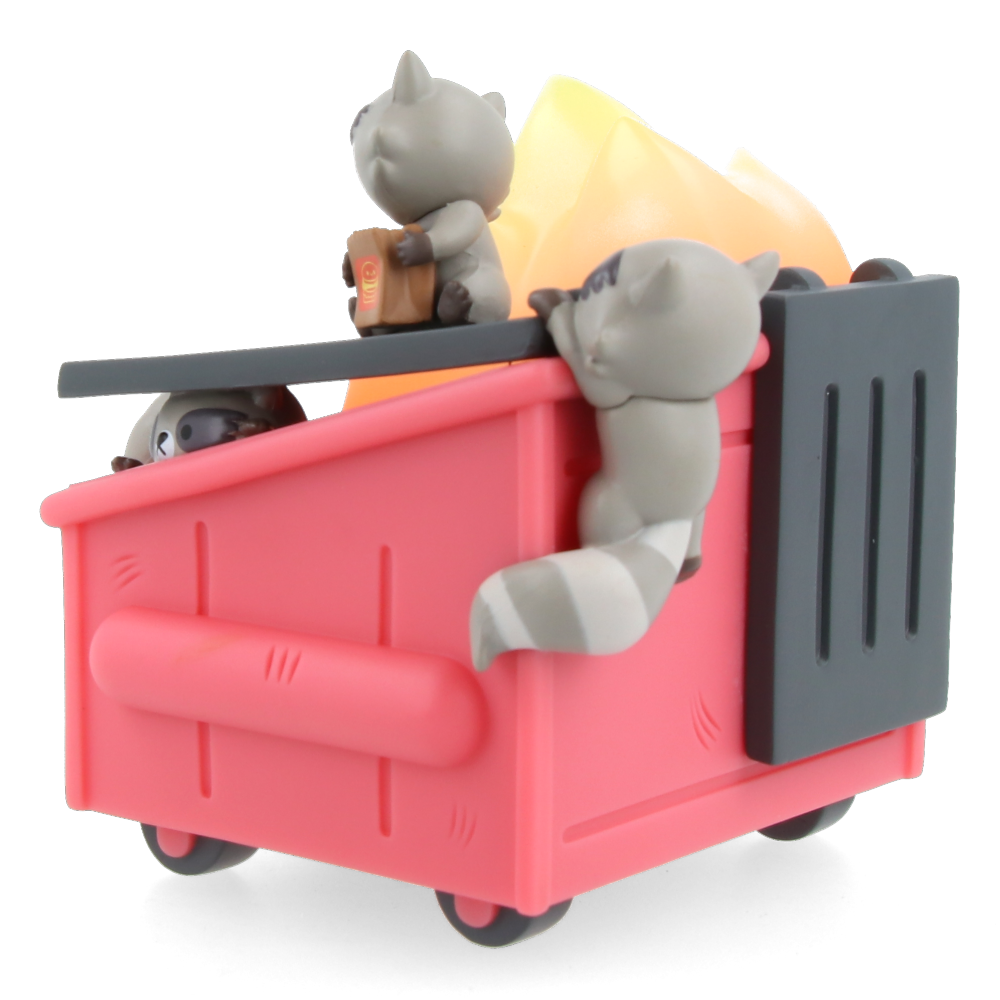 Funny Dumpster Fire & Trash Panda Vinyl Figures - Cute Raccoon Collectible for Desk Decor, Gag Gifts & Pop Culture Fans