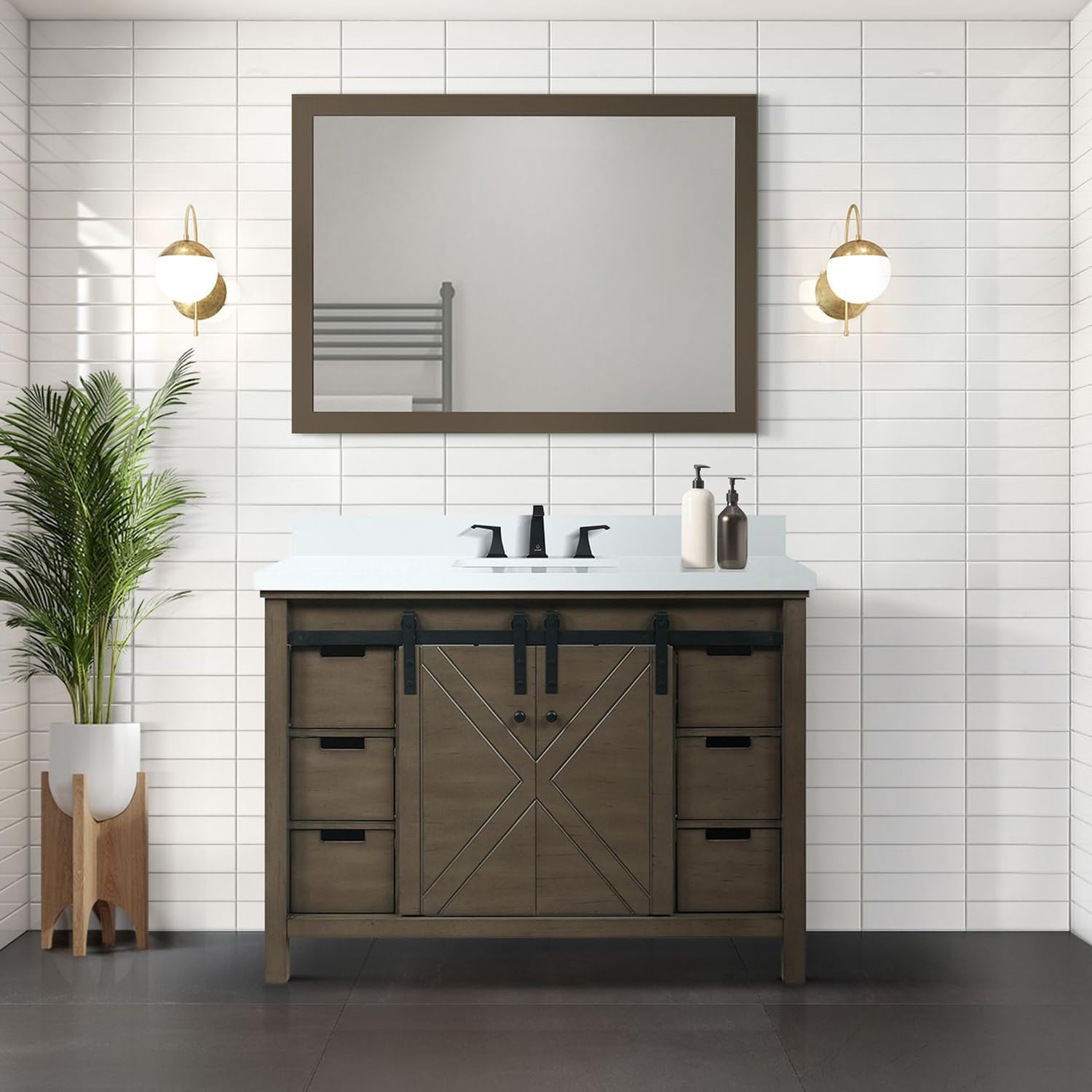 Rustic Brown Bathroom Vanity Set - 48