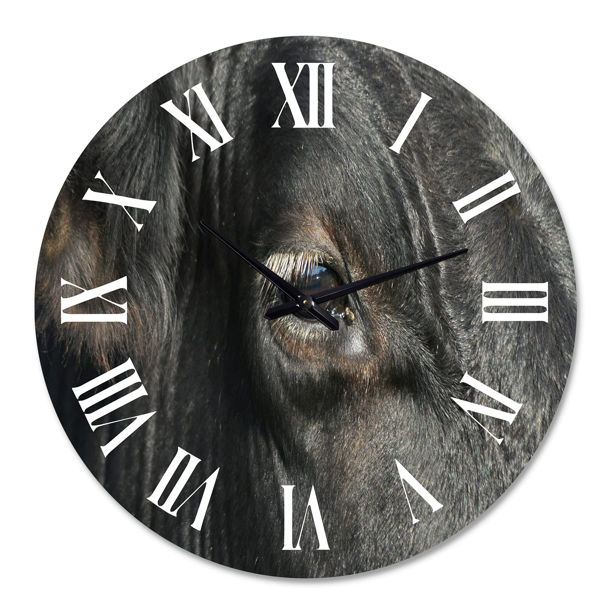 Farmhouse Wall Clock with Cow Grazing in Meadow - Large Animal Wall Clock for Living Room, Kitchen, Bedroom Decor - Rustic Home & Office Wall Art
