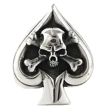 Sterling Silver Spade Crossbone Skull Ring for Men - Gothic Punk Jewelry - Perfect for Halloween, Costume Parties & Alternative Fashion