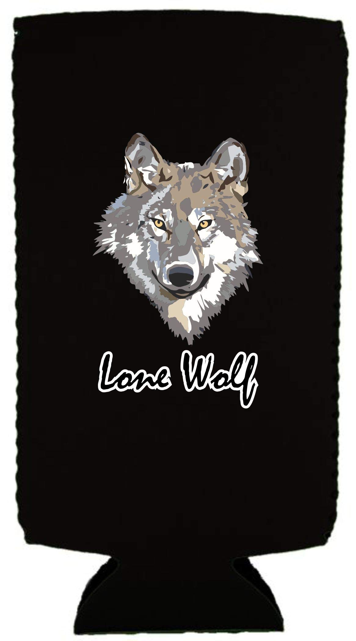 Lone Wolf Slim Can Cooler - Insulated Beer Can Holder for 12oz Cans (Black, 1 Pack) - Perfect for Camping, BBQs, and Outdoor Parties