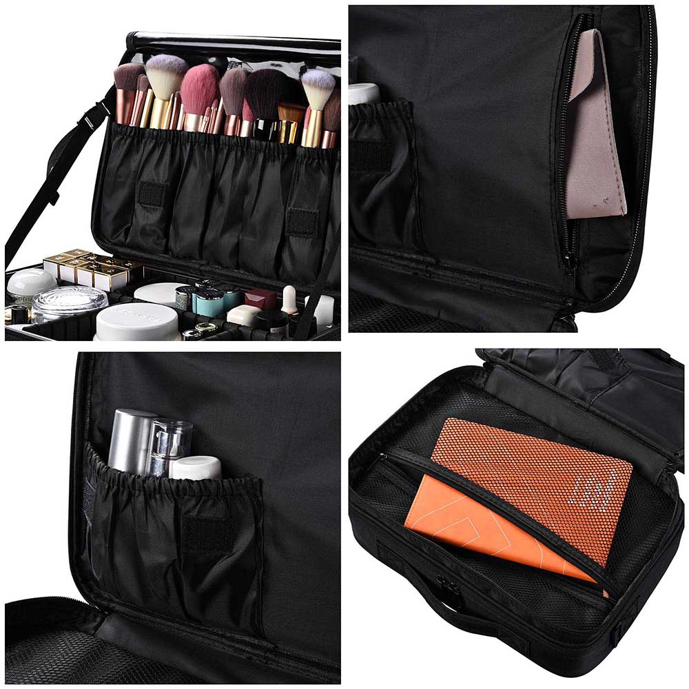 TheLAShop 14 Inch 1200D Oxford Waterproof Makeup Train Case - Professional Cosmetic Organizer for Travel, Salon & Home Storage