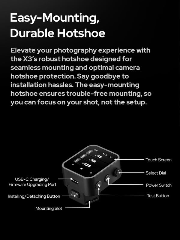 Godox X3S TTL Wireless Flash Trigger for Sony Cameras - OLED Touchscreen Transmitter with Built-in Lithium Battery, Compatible with Godox V1 & V100 (Ideal for Studio, Portrait, and Event Photography)