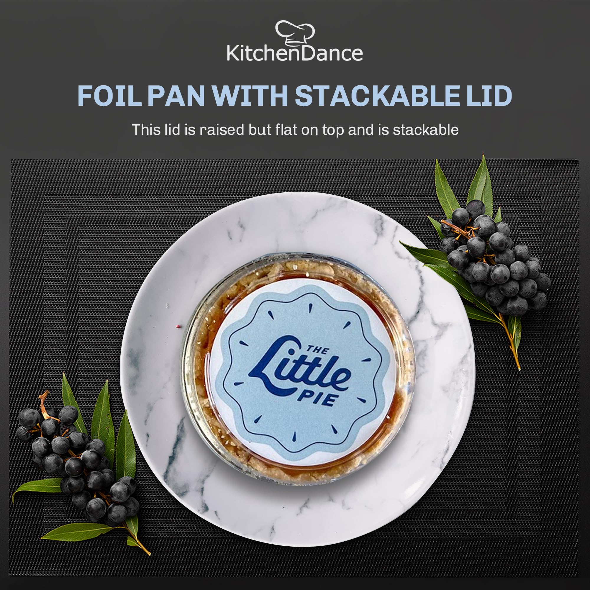 KitchenDance 4oz Disposable Colored Aluminum Baking Cups with Lids - 1000 Pack Blue Stackable Foil Pans for Creme Brulee, Flan, Cupcakes - Perfect for Baking, Cooking, Meal Prep & Party Desserts