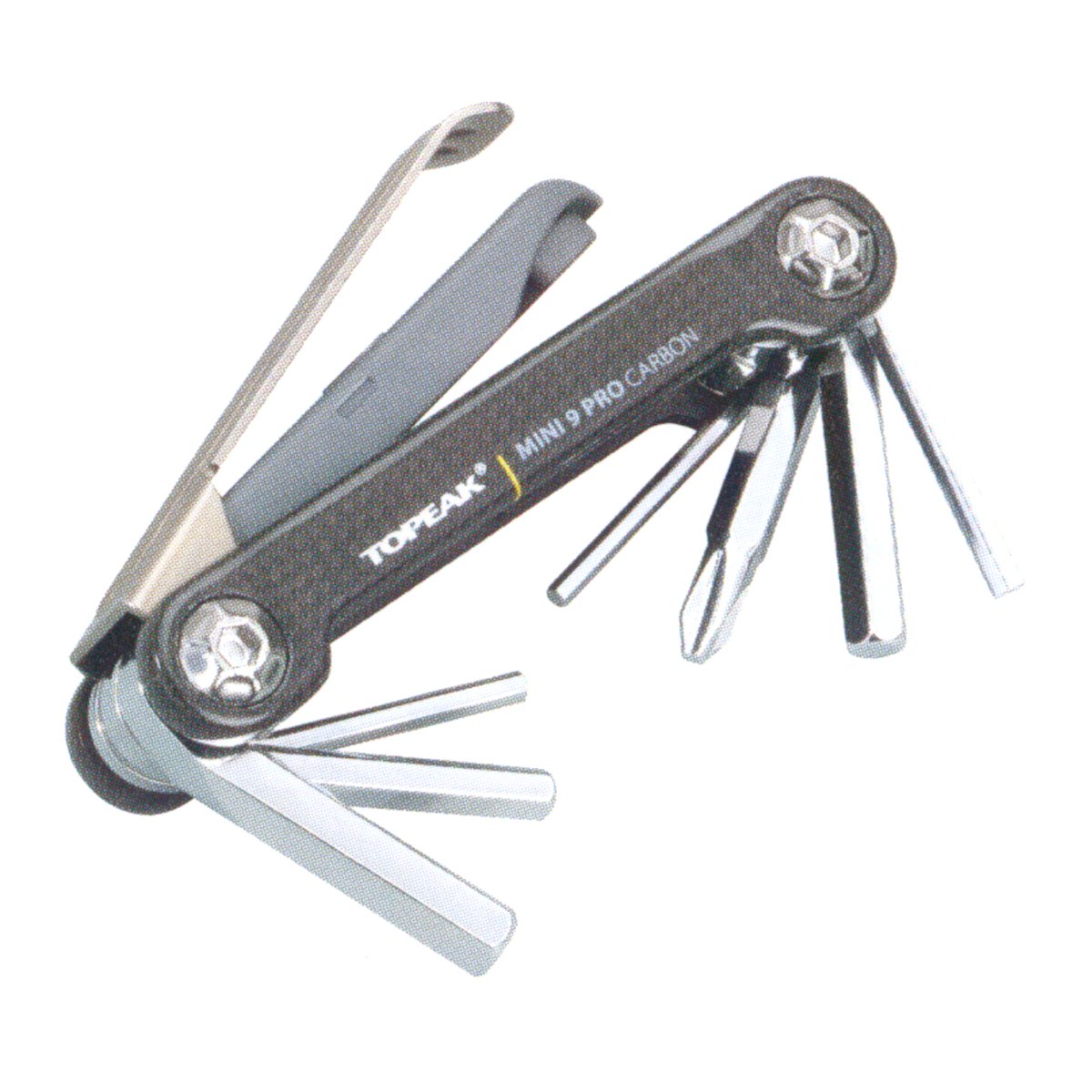 Topeak Mini 9 Pro Carbon Multi Tool - 9-in-1 Bicycle Repair Kit for Road & Mountain Bikes - Compact & Lightweight Cycling Essential for On-The-Go Repairs
