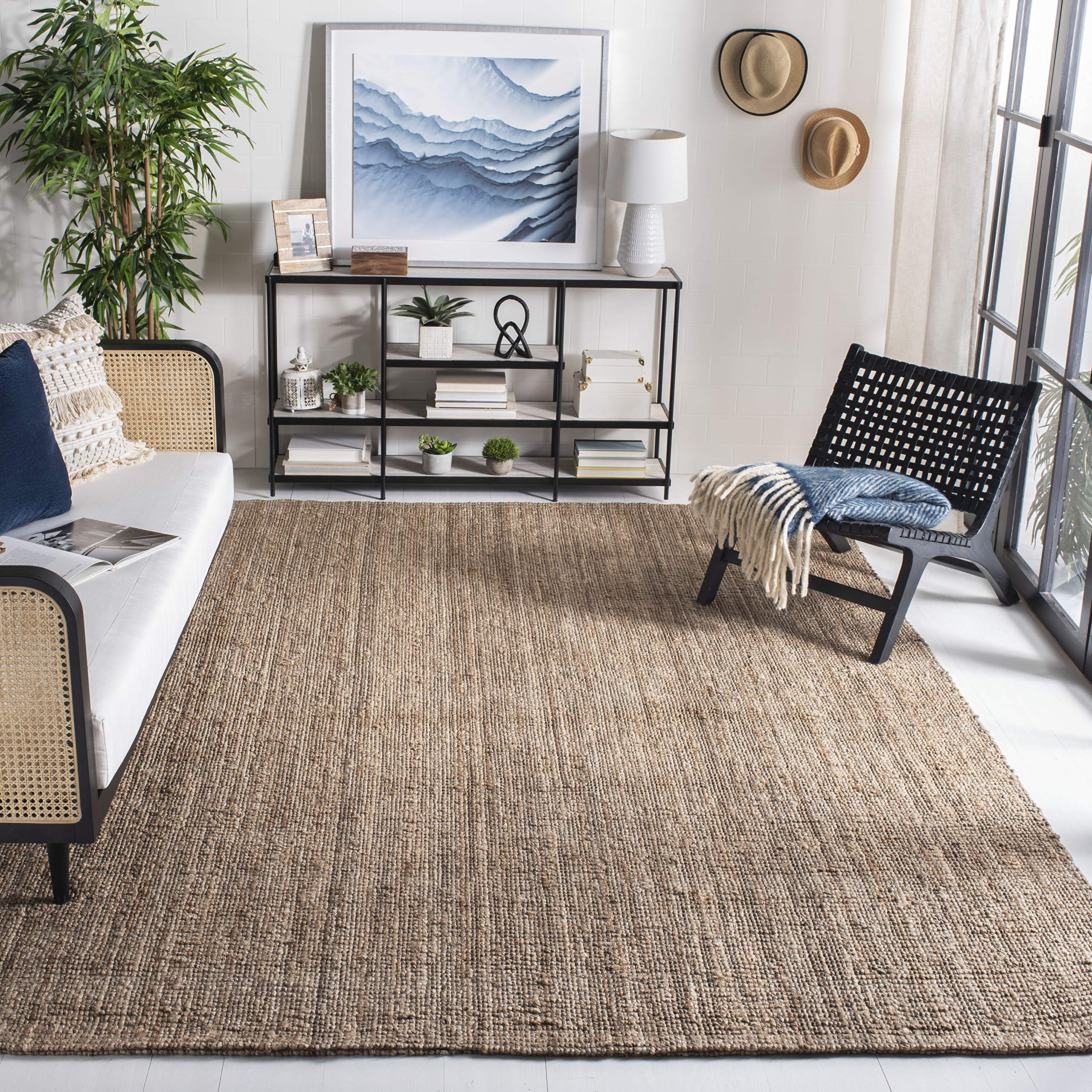 SAFAVIEH Handmade Natural Jute Area Rug 8' x 10' - Farmhouse Boho Chic Grey Rug for Living Room & Bedroom | Durable & Stylish for High Traffic Areas | Perfect for Rustic, Country or Coastal Home Decor