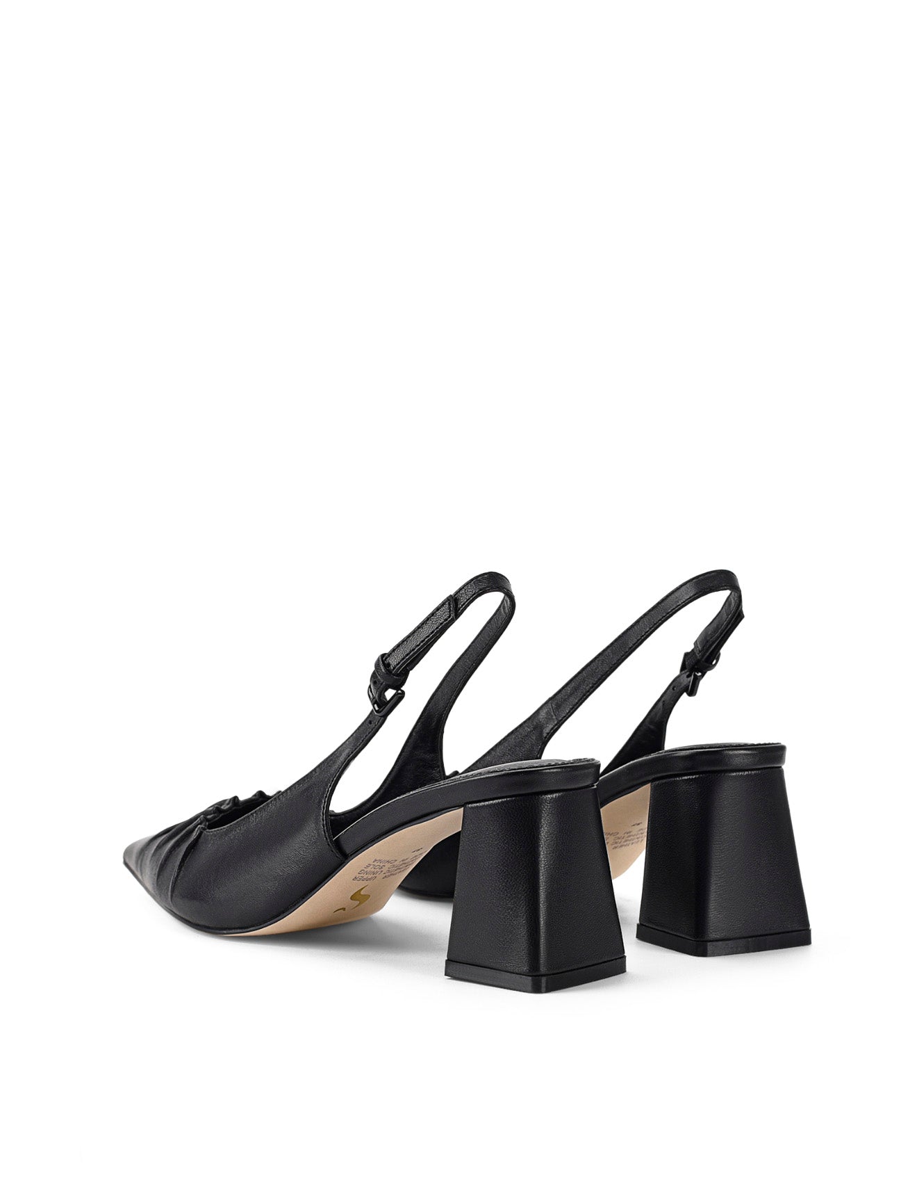 Yabell Women's Slingback Block Heel Sandals - Black Genuine Leather Shoes for Work, Party & Wedding Occasions