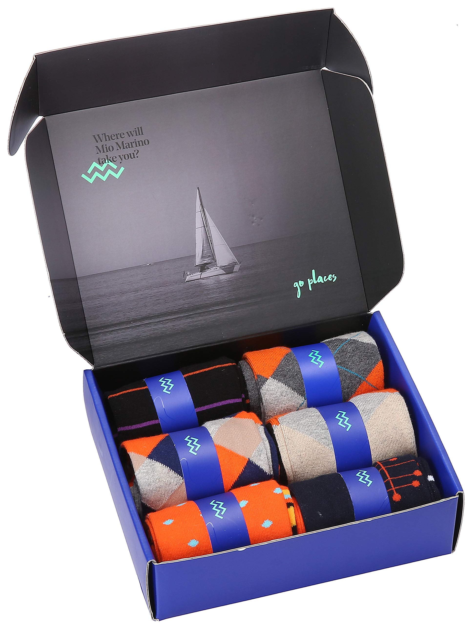 Marino Men's Dress Socks - 6 Pack Colorful Cotton Socks for Business & Casual Wear - Funky Patterned Socks for Office, Wedding & Everyday Use