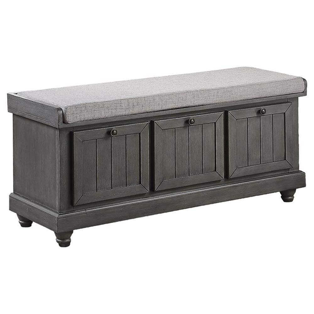 Modern Dark Gray Wood Storage Bench - Lexicon Carell Contemporary Furniture for Entryway, Bedroom & Living Room Organization