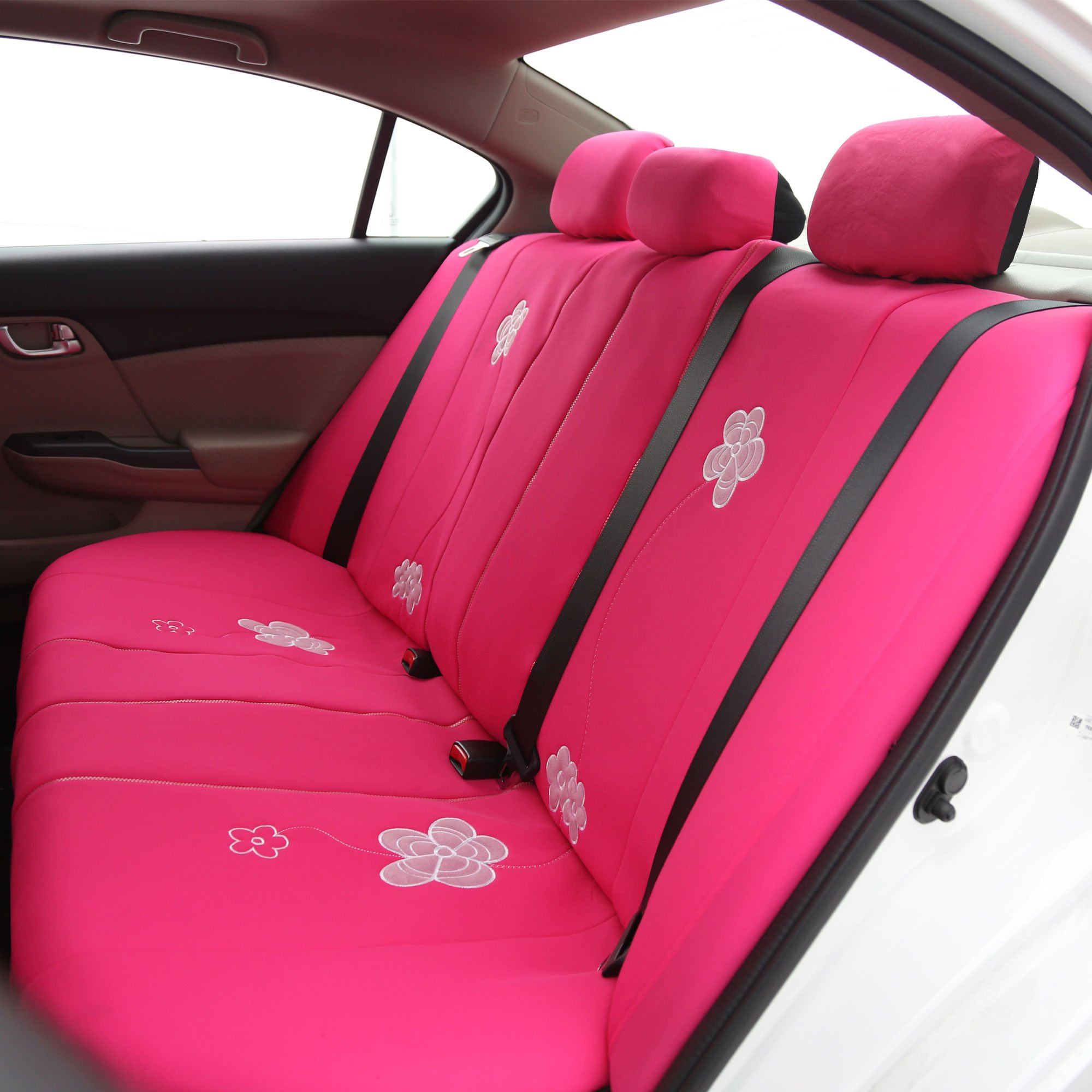 FH Group Floral Pink Car Seat Covers Full Set - Universal Fit Airbag Compatible Split Rear Seat Protector for Cars, Trucks & SUVs | Durable Interior Accessories for Comfort & Style in Daily Commute & Road Trips