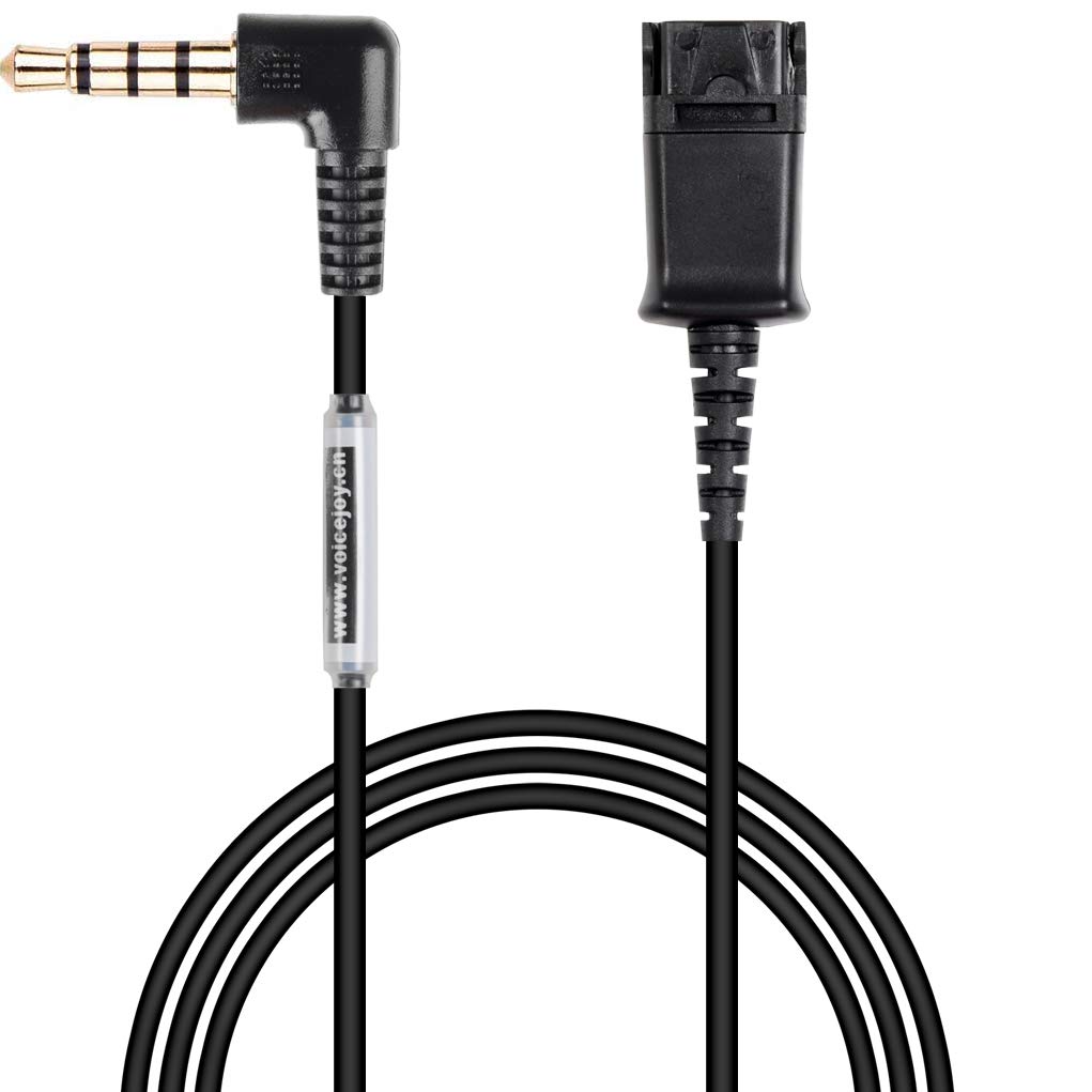 VoiceJoy Headset QD (Quick Disconnect) Cable - Compatible with Plantronics Headsets - 3.5mm Audio Jack Adapter for Smartphones, Laptops, Tablets - Perfect for Office Calls, Gaming, and Online Meetings