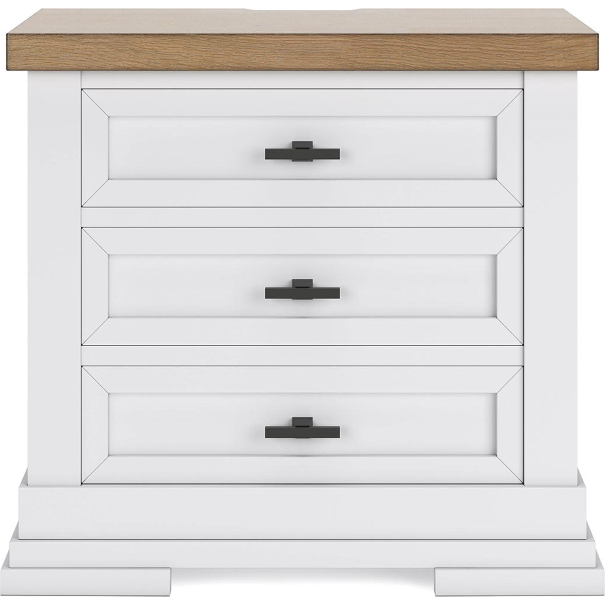 Ashbryn Nightstand - White & Natural Wood Bedside Table with Drawer - Perfect for Bedroom, Guest Room, or Dorm Decor