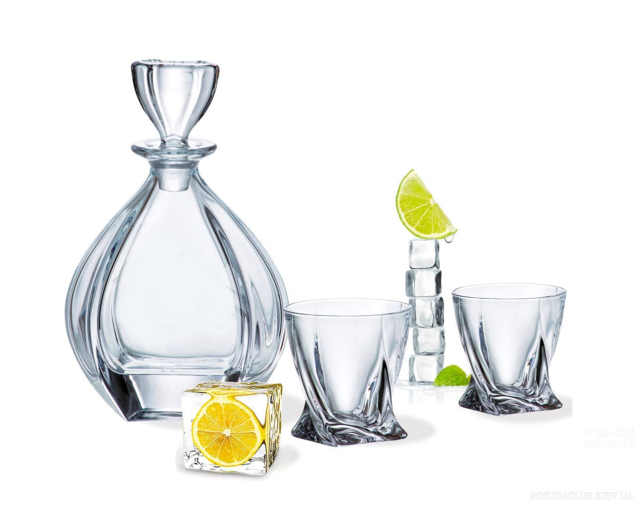 Premium Czech Crystal Whiskey Decanter Set - 23oz (700ml) Glass Decanter & 6 x 11oz (320ml) Old Fashioned Tumblers - Elegant Laguna Design with Heavy Base - Perfect for Scotch, Bourbon, Vodka & Brandy - Ideal for Weddings, Birthdays & Home Bar Decor