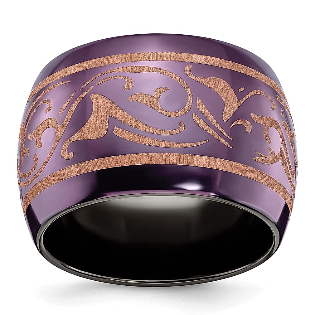 Black Titanium & Copper Anodized 16mm Domed Wedding Band for Men - Classic Fashion Jewelry Ring for Dad, Groom & Husband - Perfect Gift for Anniversary, Engagement & Special Occasions