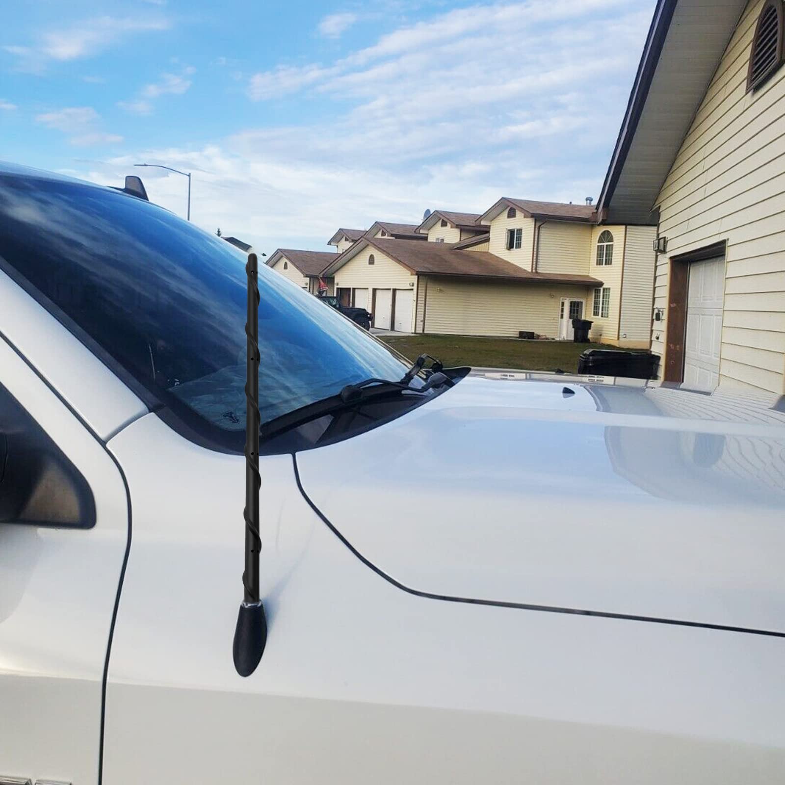 KSaAuto 13 Inch Black Rubber Spiral Truck Antenna for Dodge RAM Ford F150 F250 F350 Bronco - FM AM Radio Replacement - Easy Installation - Perfect for Off-Roading & Highway Driving