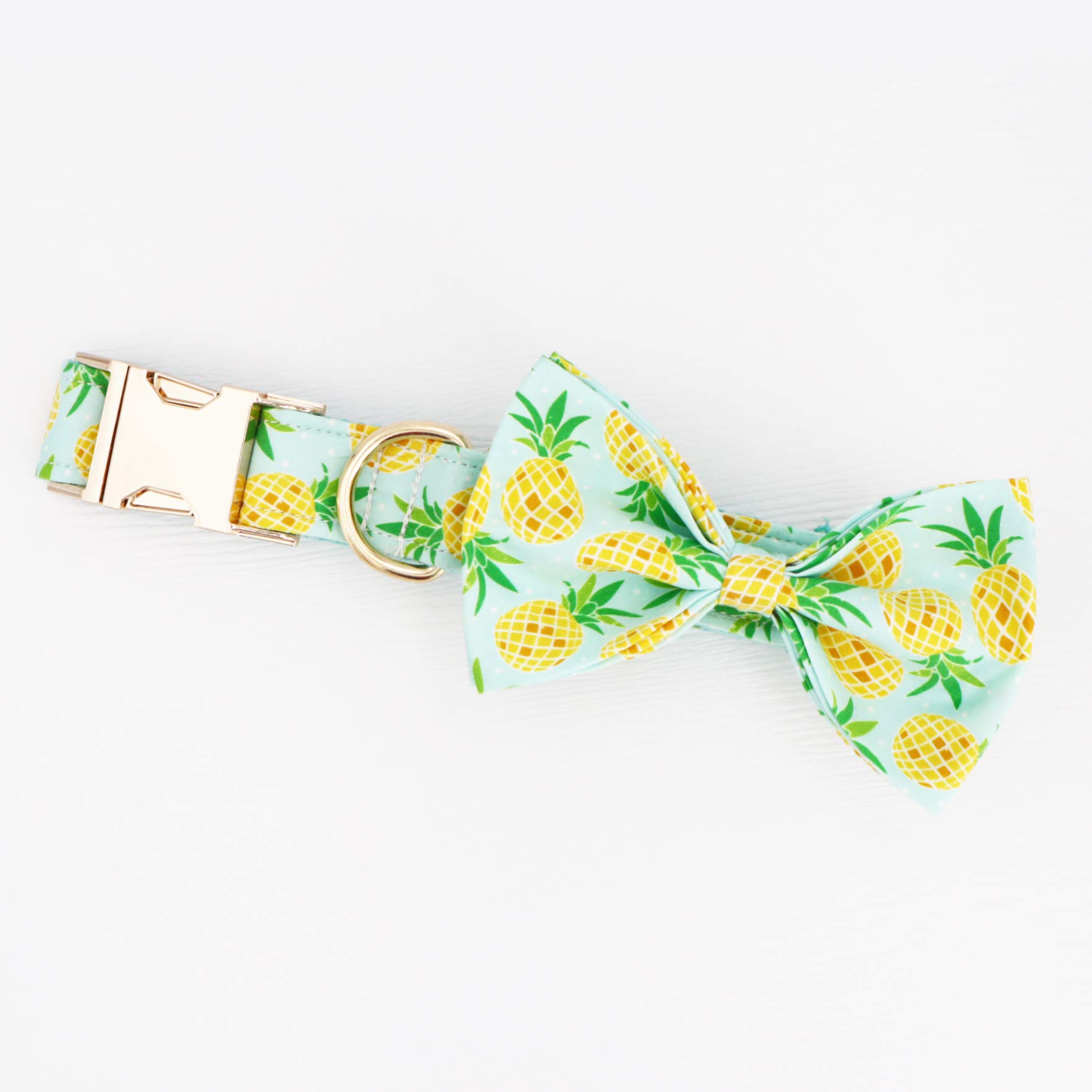 Pineapple Dog Collar with Bow - Adjustable Pet Collar for Small Dogs XS - Perfect for Weddings, Parties & Special Occasions
