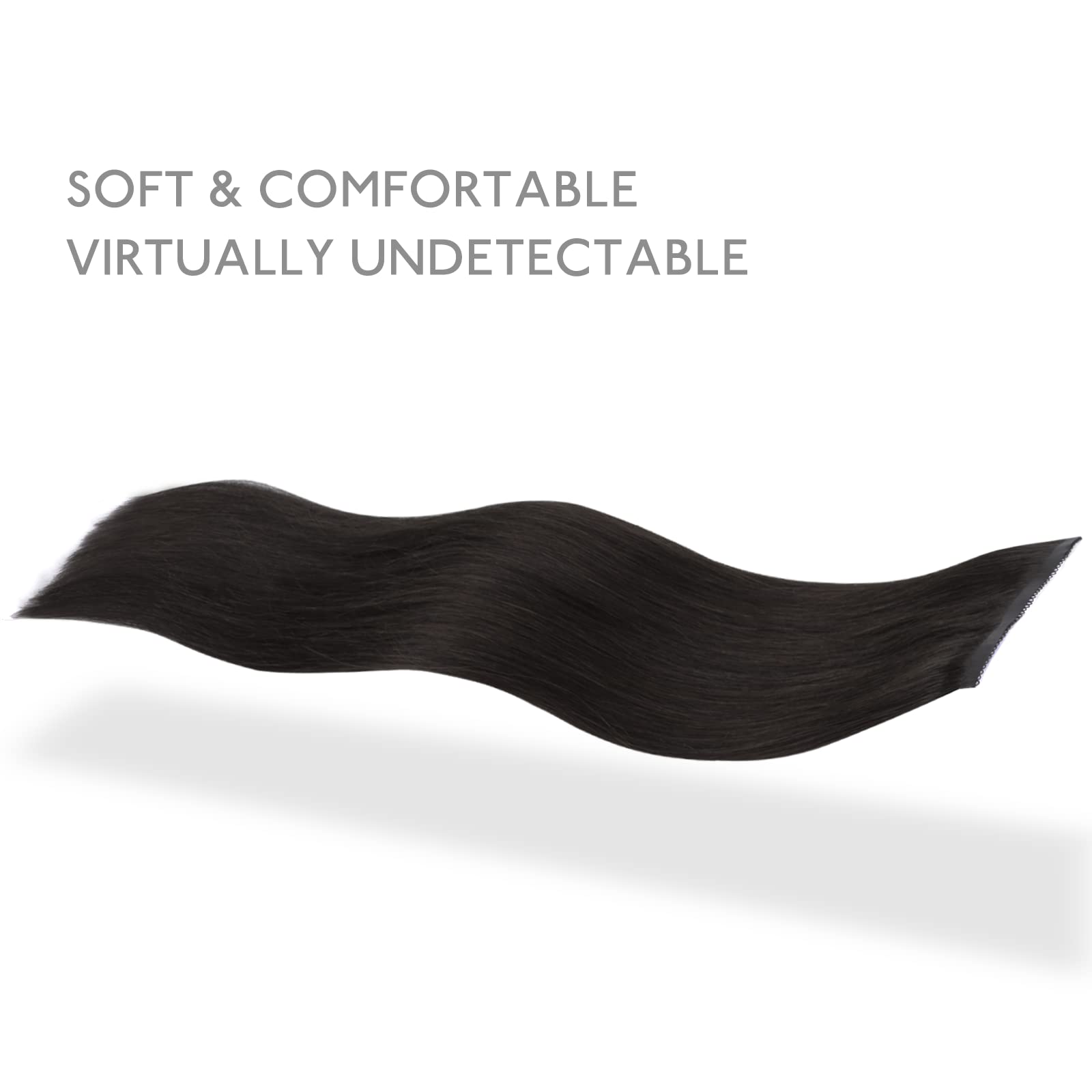 WENNALIFE Genius Seamless Clip-in Human Hair Extensions 7pcs - Ultra Invisible 50% Thinner Dark Brown Real Human Hair for Volume & Length - Perfect for Parties, Weddings & Daily Styling