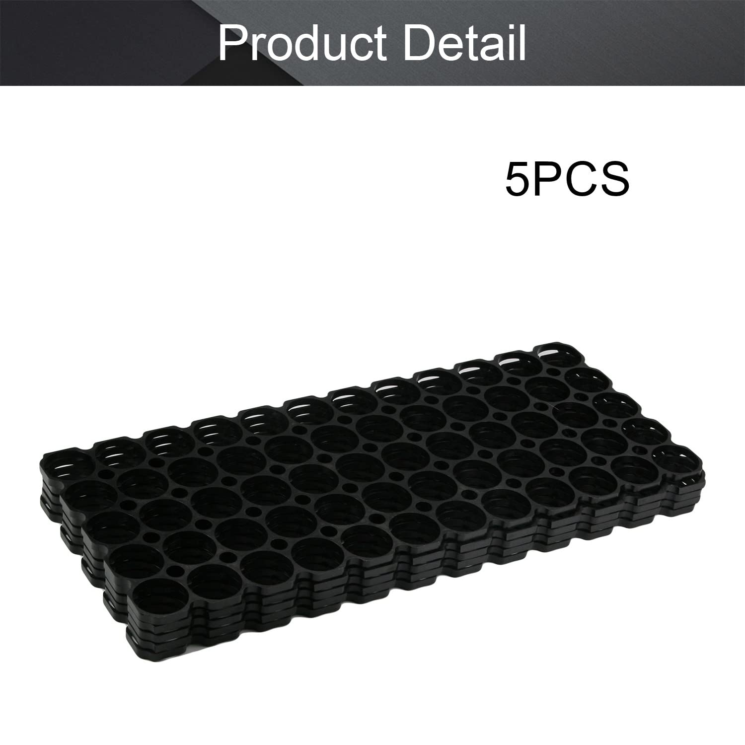 Fielect 5Pcs 5x12 Cell Spacer - 32650 Lithium Battery Plastic Holder Bracket for DIY Battery Pack (32.4mm Hole Diameter) - Perfect for Solar Power Banks, Electric Vehicles & Home Energy Storage Systems