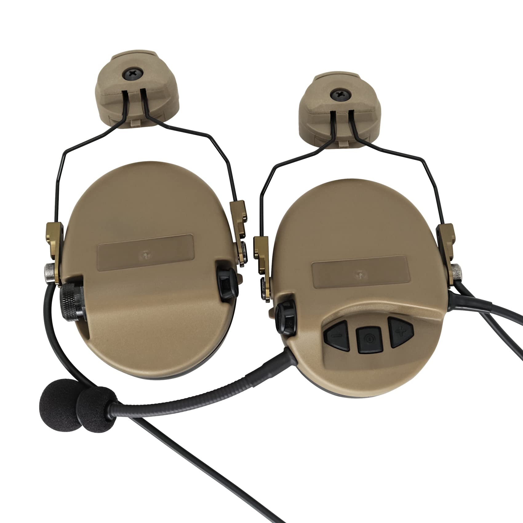 Tactical Headset with ARC Rail Adapter - Noise Canceling Headphones for Airsoft & Shooting (Tan) | Military Simulation, Hunting & Outdoor Sports Gear