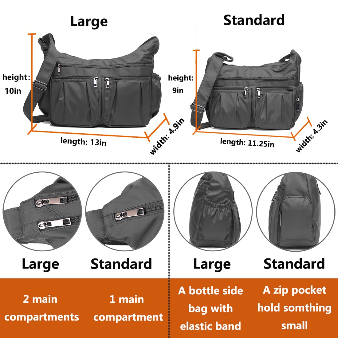 VOLGANIK ROCK Crossbody Bags for Women - Lightweight Waterproof Nylon Shoulder Purse with Multiple Pockets - Perfect for Travel, Shopping & Everyday Use