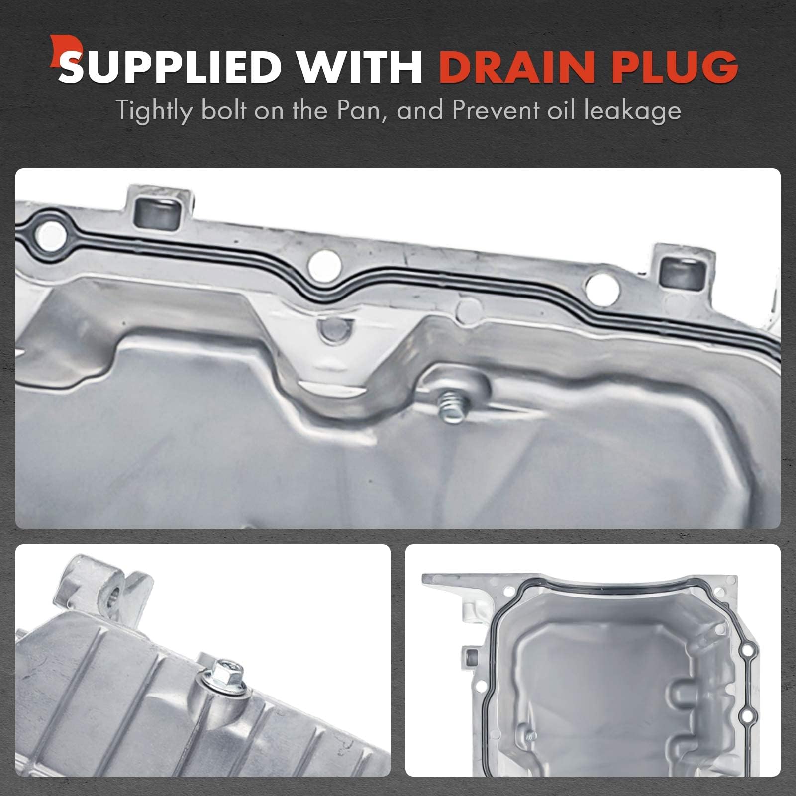 Premium Engine Oil Pan Sump with Drain Plug - Compatible with Chevrolet Equinox 2005-2009, Pontiac Torrent 2006-2009, V6 3.4L - Durable Replacement Part for Smooth Engine Performance & Easy Oil Changes