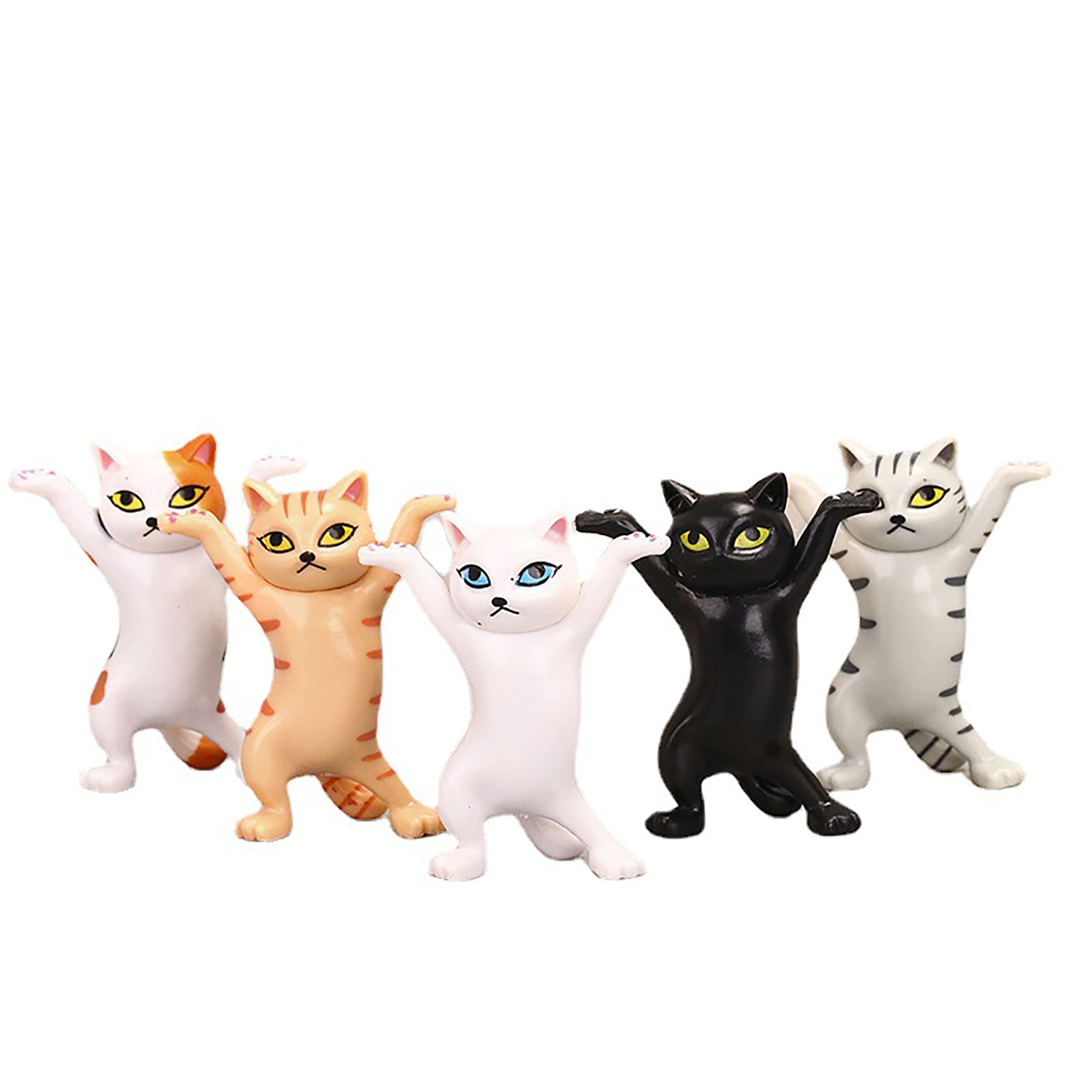 IRYNA 5Pcs Dancing Cat Pen Holder - Cute Cat Figurine Desk Organizer for Cat Lovers | Perfect Cat Themed Gift for Women, Office Desk Decor & Home Accessories | Great for Workstations, Home Offices & Gift Giving