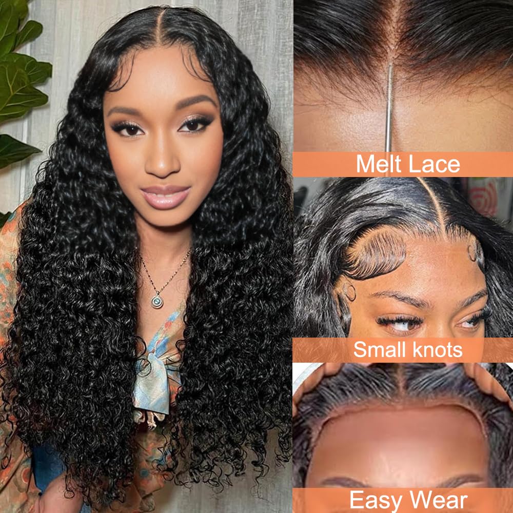 ALLRUN 4x4 Kinky Curly Human Hair Wig - Pre Plucked Glueless Lace Closure Wig 24 Inch 180% Density for Black Women | Wear & Go Natural Look for Daily Wear, Parties & Special Occasions