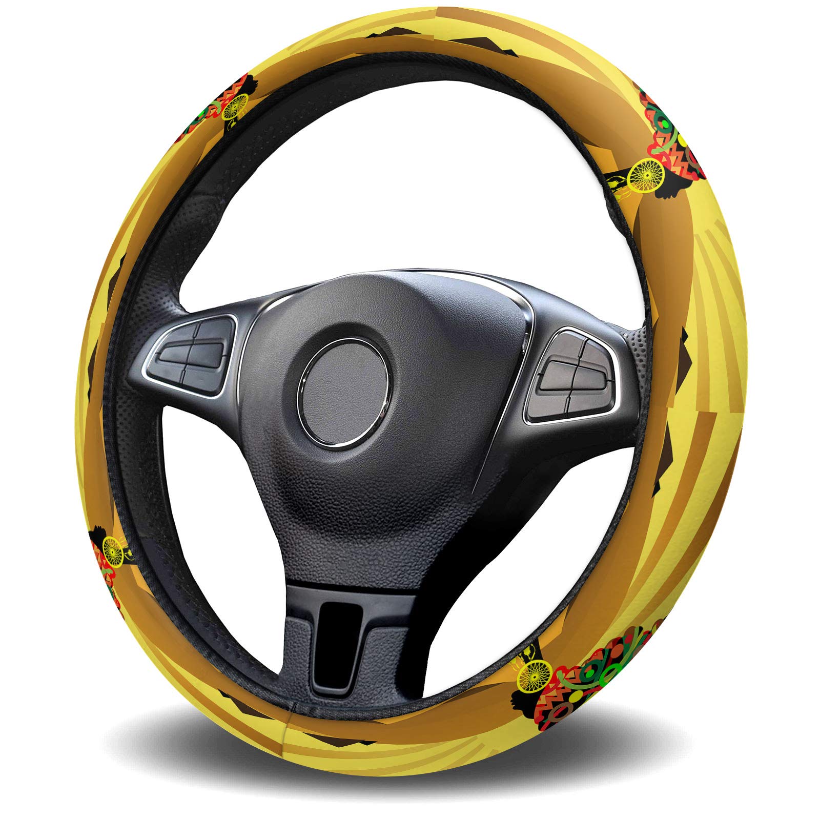 Universal 15-inch Anti-Slip Steering Wheel Cover for Women & Men - African Desert Sunset Design, Washable Car Steering Wheel Protector for Truck, SUV, Sedan - Perfect for Road Trips & Daily Commutes