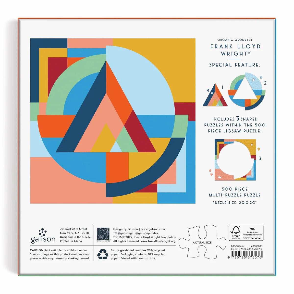 Organic Geometry 500 Piece Jigsaw Puzzle - Eco-Friendly Educational Toy for Adults & Kids - Perfect for Family Game Night & STEM Learning Activities