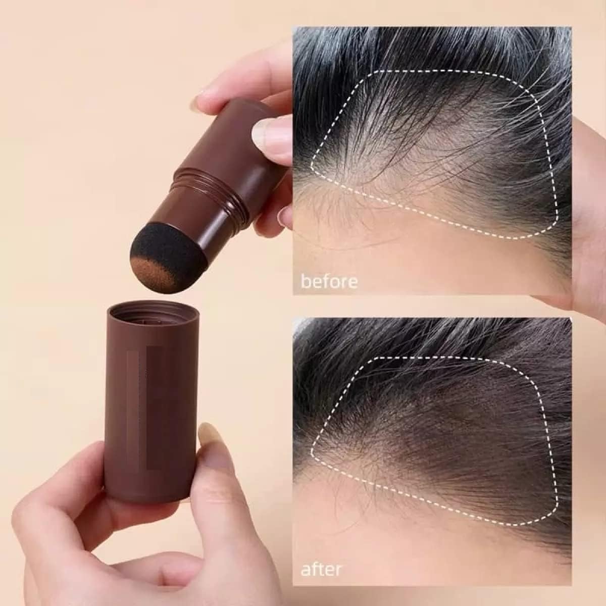 Mantavya Hairline Powder & Shading Sponge Pen - Light Brown Hair Shadow Powder Stick for Thinning Hair & Quick Root Touch-Up - Perfect for Daily Use, Travel & Hairline Enhancement
