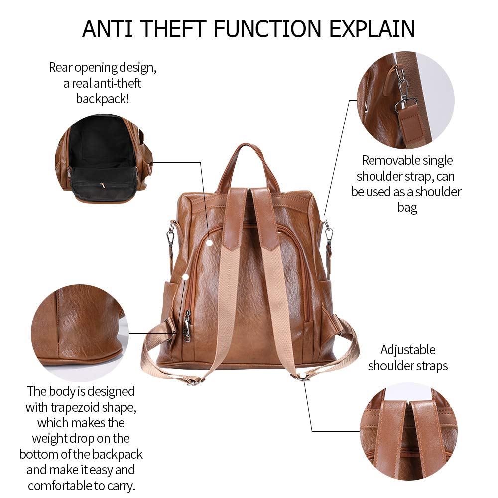 Stylish Women's Waterproof Anti-Theft Backpack - PU Leather & Nylon Shoulder Bag for Travel, Work & Daily Use | Durable Ladies Purse Backpack for Commuting, Shopping & Outdoor Adventures