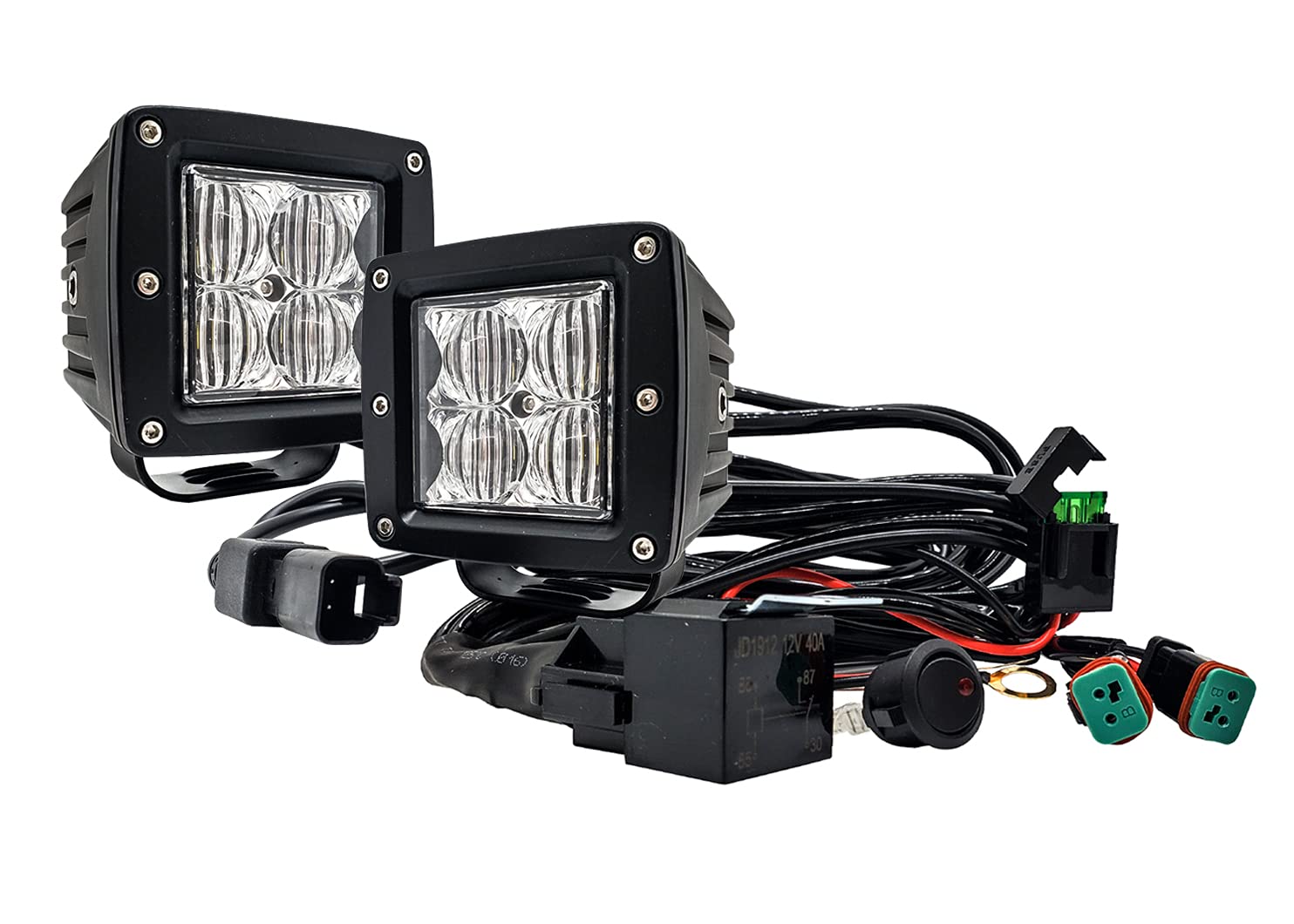 OZ-USA® 4D POD Flood LED Lights - High Power Fog Lights for ATV, Offroad, Truck & Motorcycle - 3x4 Race Beam Cube Lights for Night Driving & Off-Road Adventures