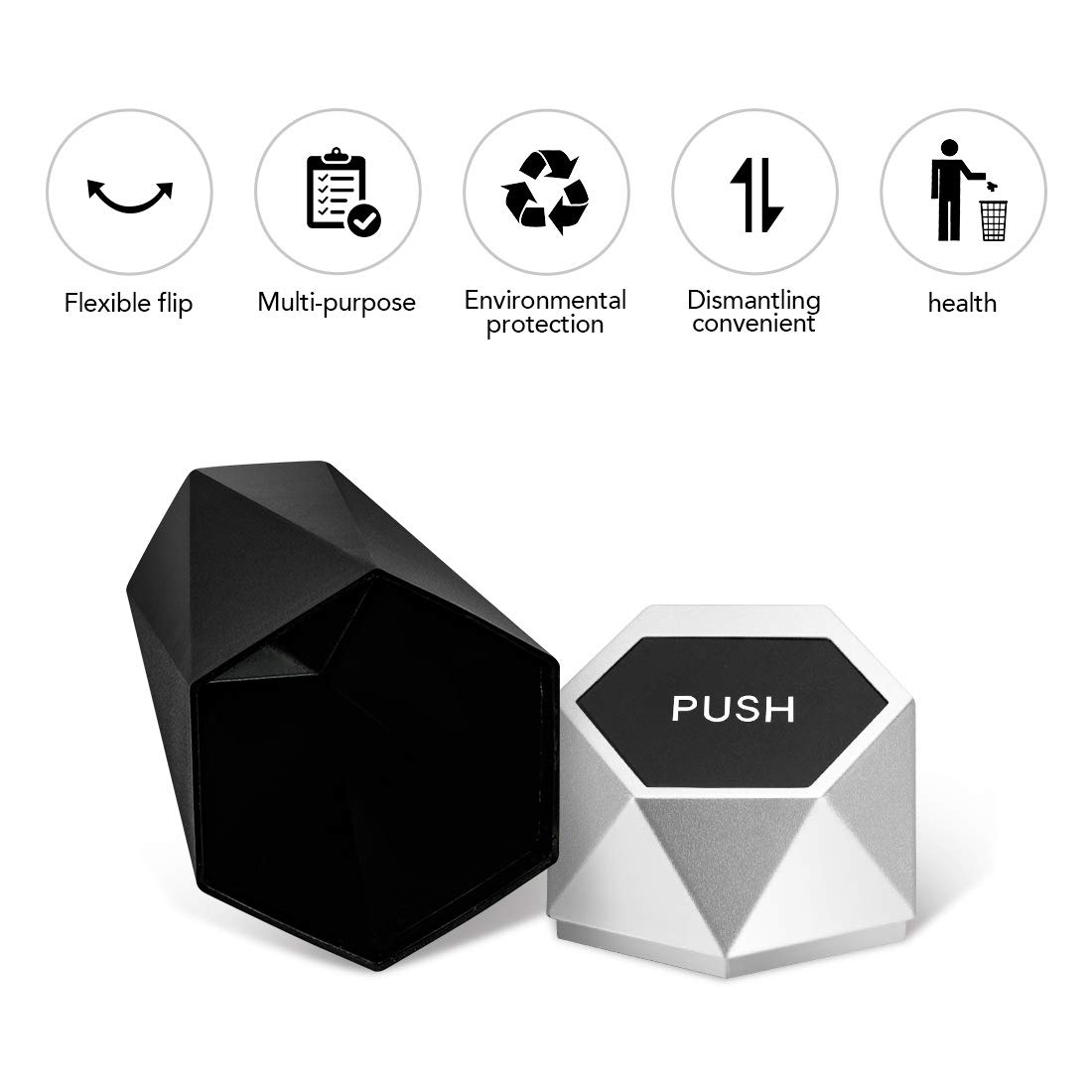 Leakproof Car Trash Can with Lid - Diamond Design Mini Garbage Bin for Vehicles, Home, Office & Kitchen | Portable Auto Dustbin for Road Trips, Commuting & Daily Use (Silver, 1PC)
