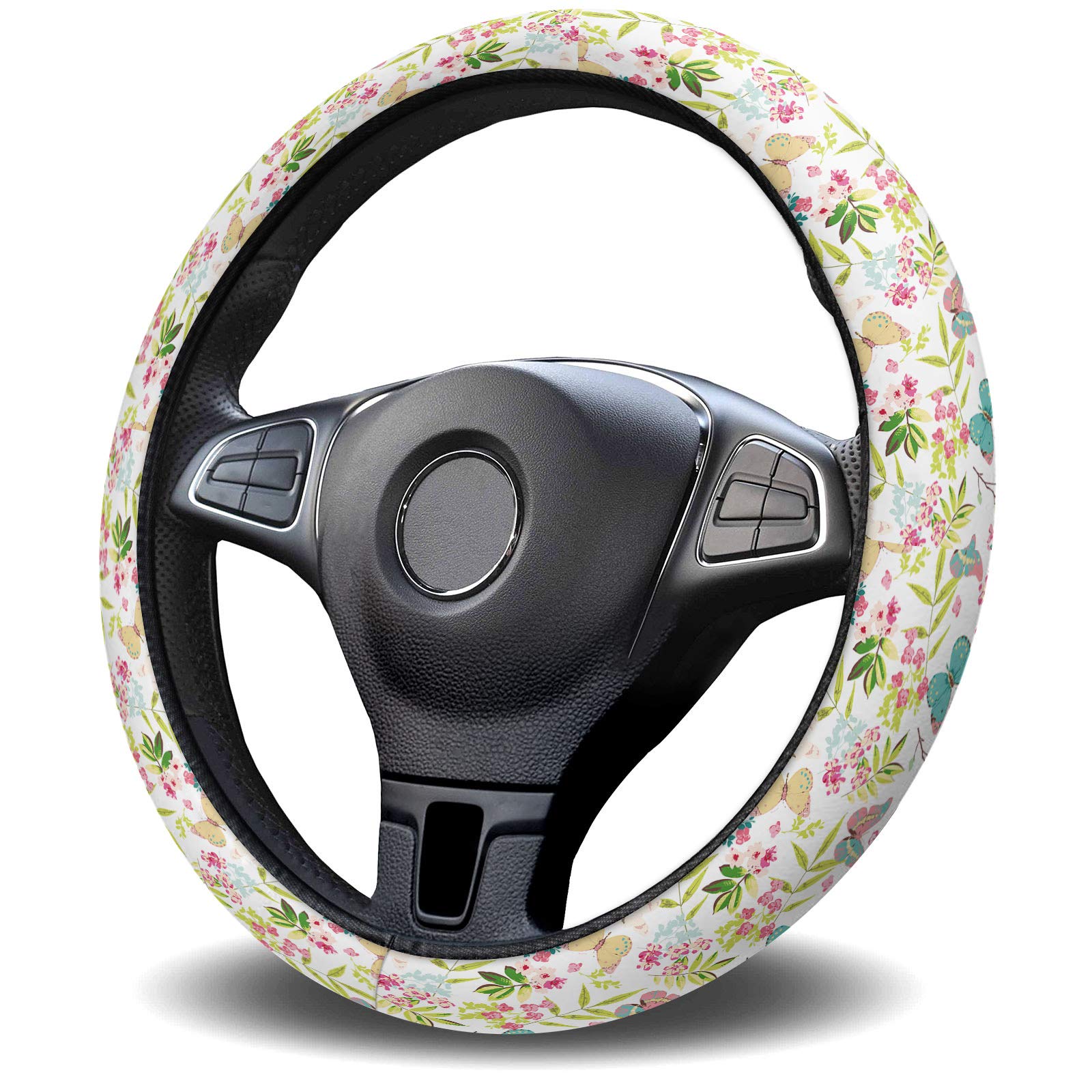Vintage UK Flag Steering Wheel Cover - Universal Anti-Slip 15