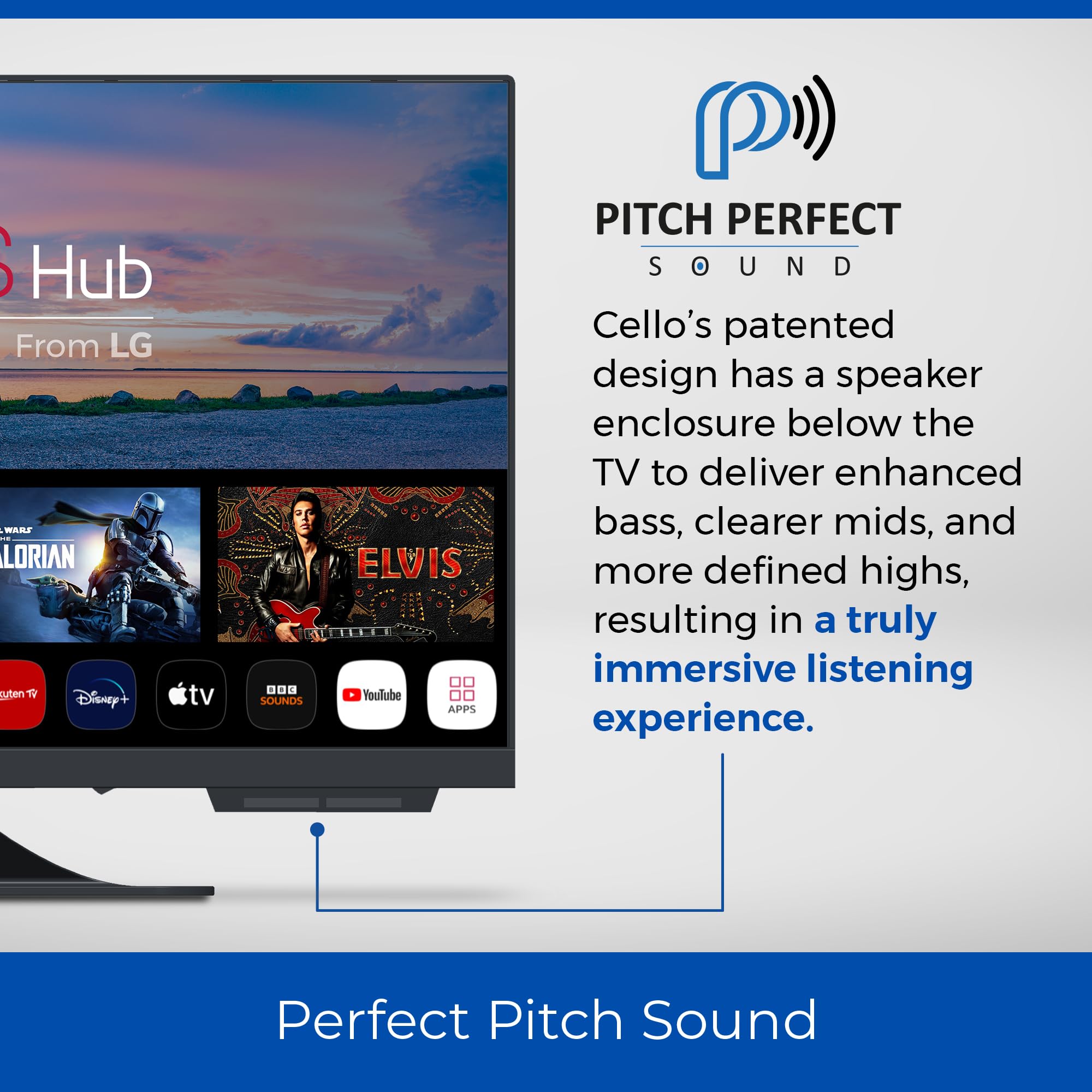 22 Inch Cello C2224WS 12V Smart Frameless Travel TV with Pitch Perfect Speakers | WebOS, Freeview Play, FreeSat, Bluetooth, Netflix | Compact TV for Motorhomes, Caravans & Camping | UK Made
