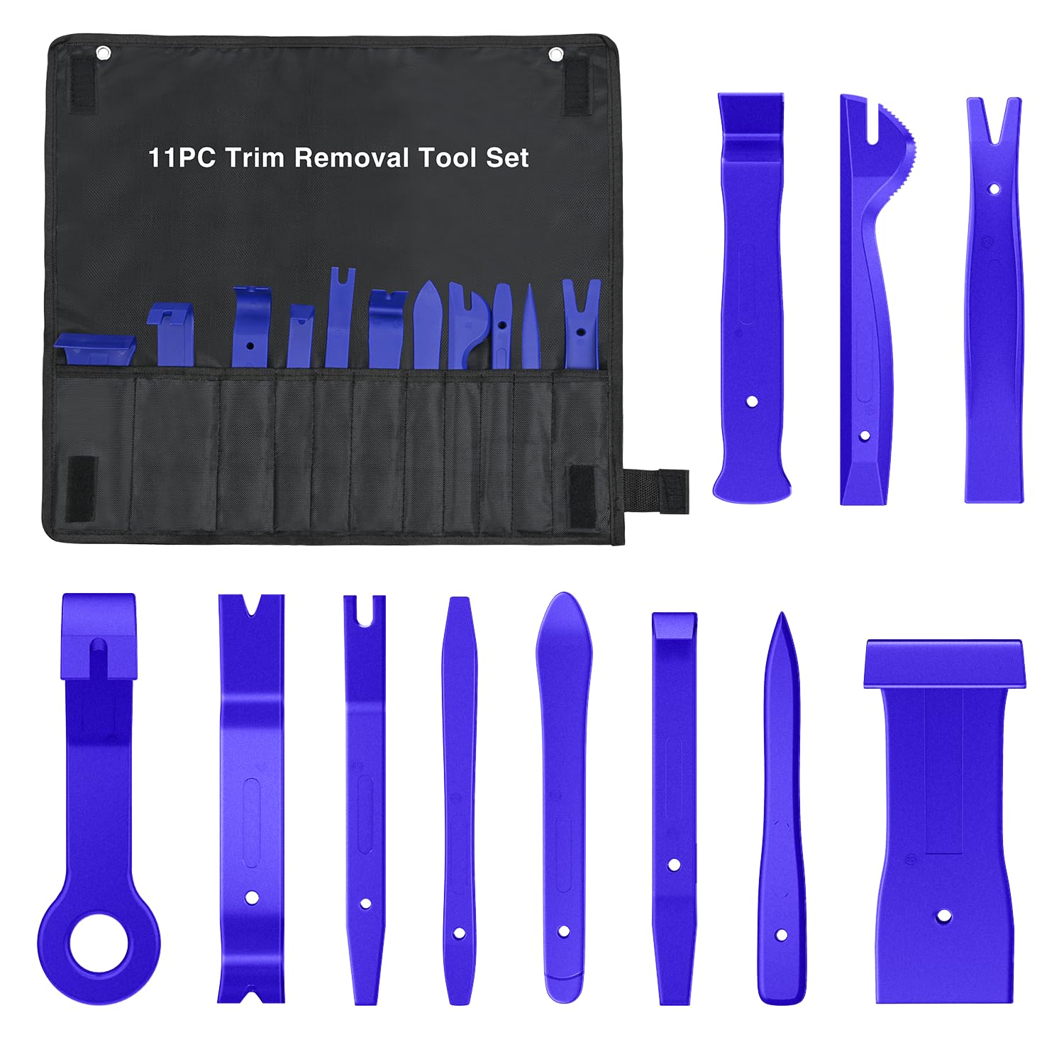 GOOACC 11PCS Auto Trim Removal Tool Kit - No Scratch Car Audio Dash & Window Molding Fastener Remover Set (Blue) - Perfect for Car Stereo Installation, Interior Detailing & DIY Auto Repair