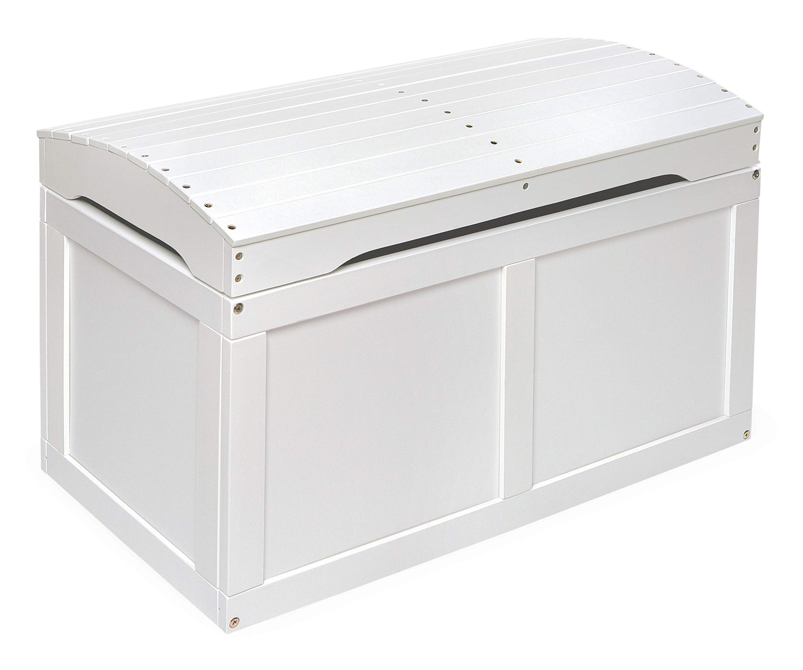 Badger Basket White Hardwood Toy Storage Chest with Safety Hinge Barrel Top - Durable Kids Room Organizer for Toys, Books & Nursery Decor (Model 01335) | Perfect for Playrooms, Bedrooms & Daycare Centers