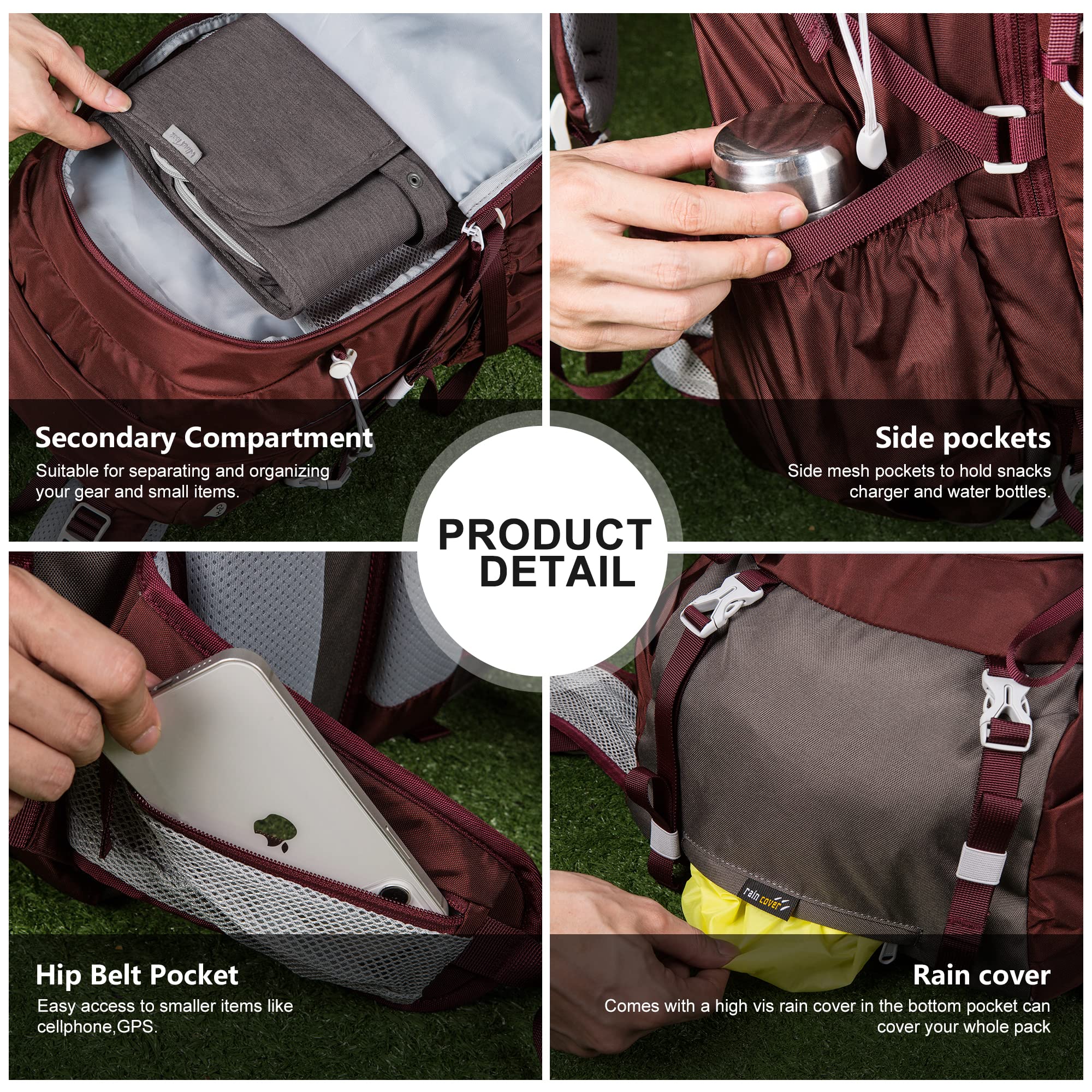 MOUNTAINTOP 40L Women's Hiking Backpack - Waterproof for Camping & Travel