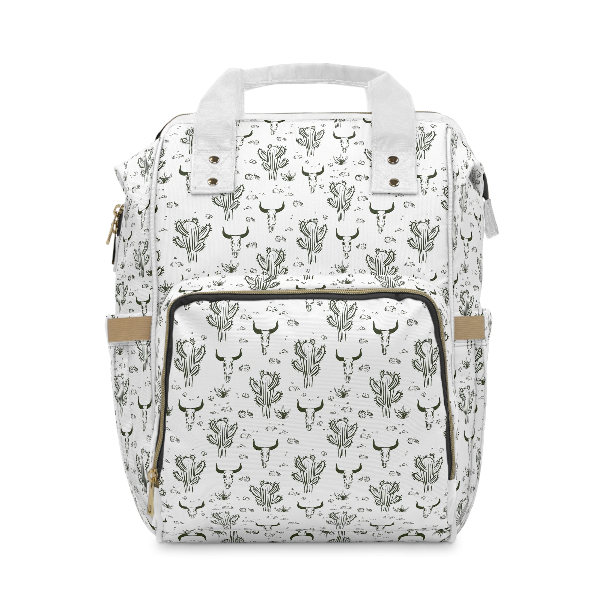 Cactus Cow Print Western Diaper Backpack - Multifunctional Baby Bag for Diapers, Wipes & Essentials | Perfect for Travel, Hiking & Parenting On-The-Go