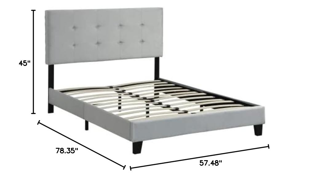 Full Size Upholstered Storage Platform Bed with Headboard - Wood Slat Support, Velvet Fabric, No Box Spring Needed - Sturdy Extra Support Legs, Easy Assembly in Gray - Perfect for Small Bedrooms & Guest Rooms