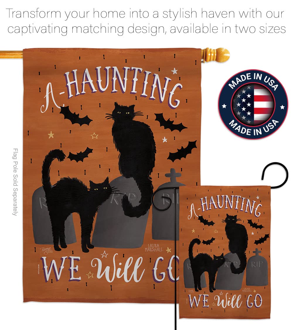Haunting We Go Halloween House Flag 28x40