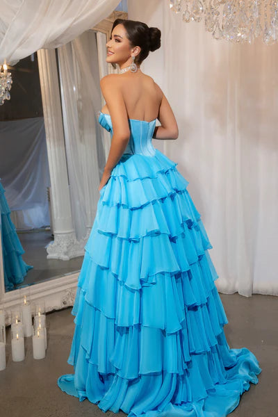 PORTIA and SCARLETT PS25961 Layered Crystal Corset Dress - Elegant Evening Gown for Prom, Wedding & Special Occasions