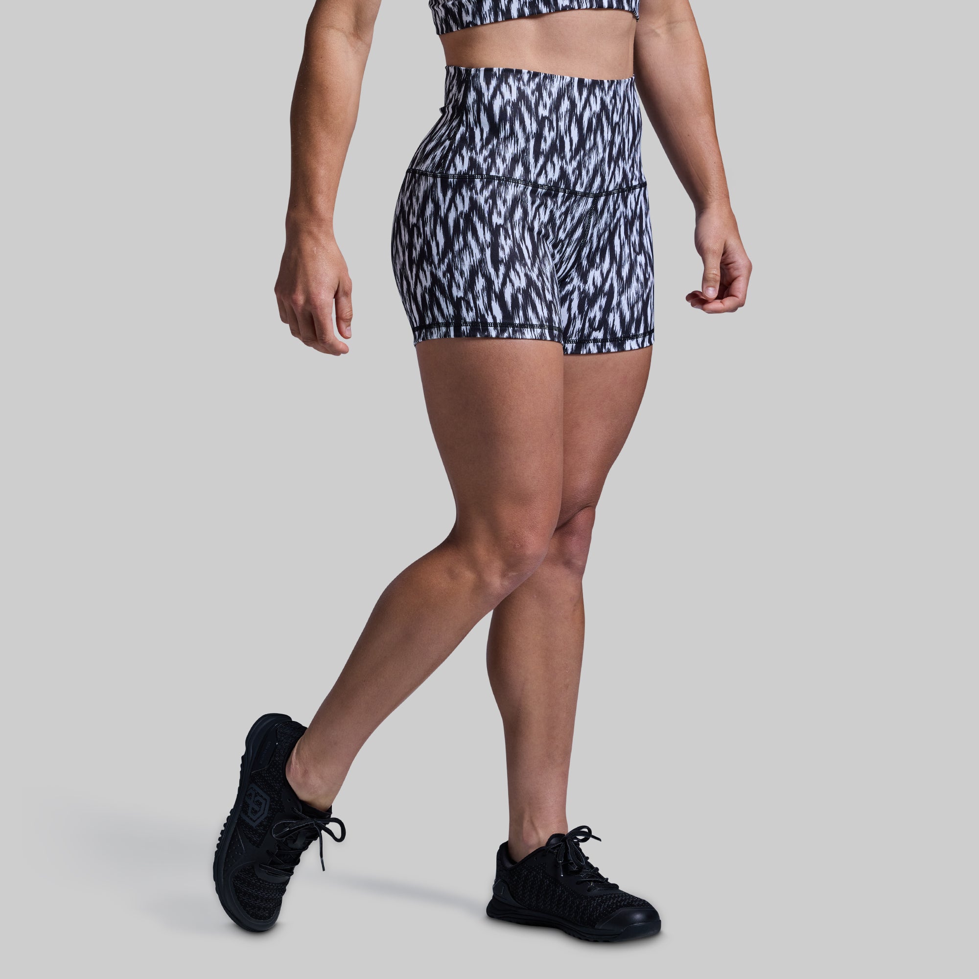New Heights Booty Shorts for Women - High Waist Workout Shorts (Rainy Day Design) - Perfect for Gym, Running, Yoga & Casual Wear