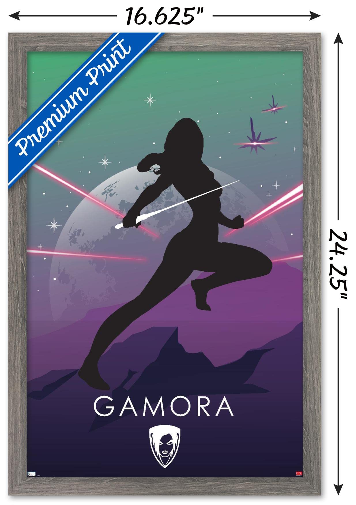 Trends International Marvel Gamora Heroic Silhouette Wall Poster - 14.725 x 22.375 Inches, Barnwood Framed Version - Perfect for Bedroom, Living Room & Office Decor