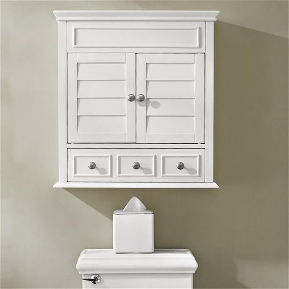 Pemberly Row White Medicine Cabinet - Wall Mounted Bathroom Mirror with Storage for Toiletries & Essentials | Perfect for Bathroom, Vanity, and Home Organization