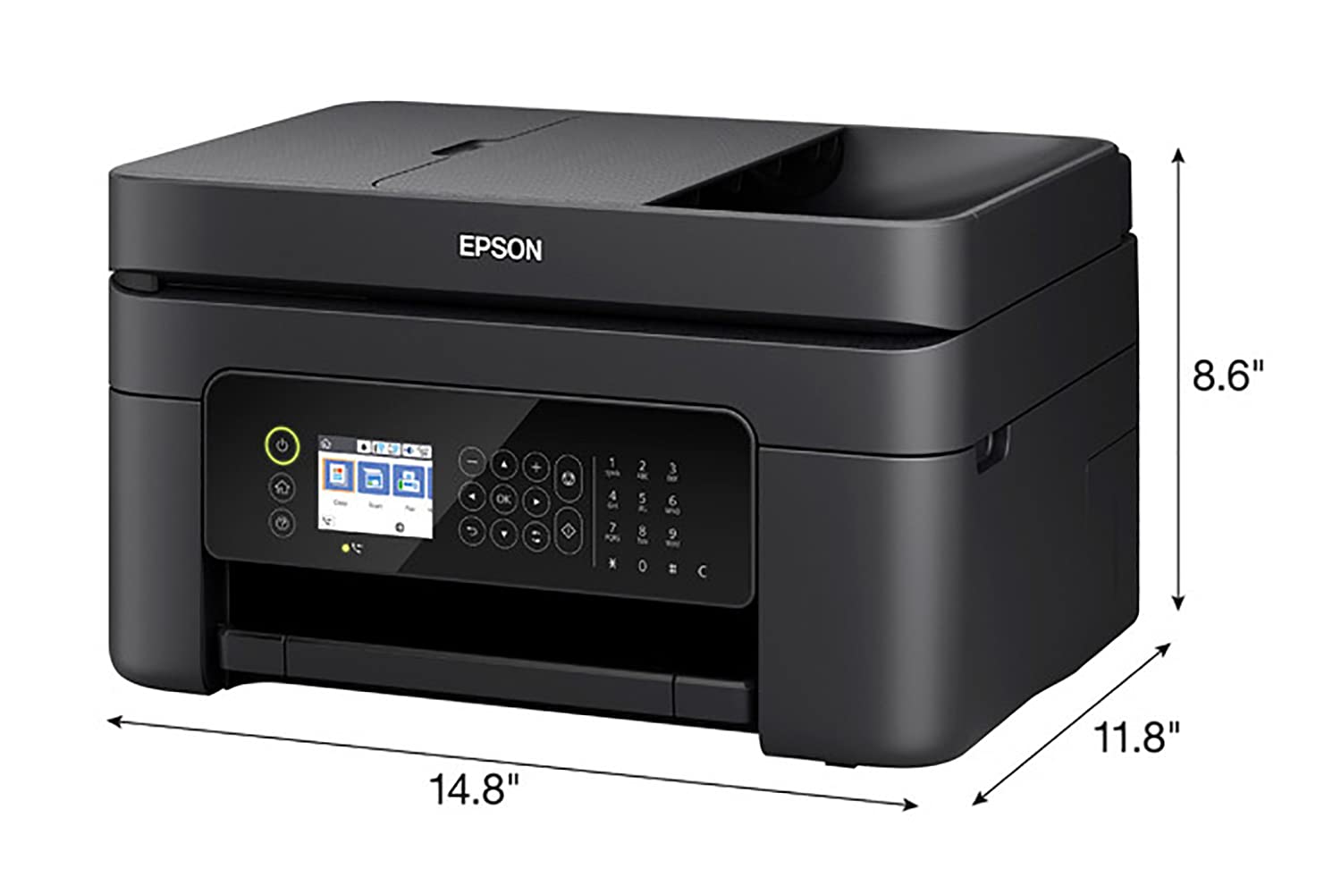 Epson Workforce WF-2850 Wireless All-in-One Color Inkjet Printer with Print, Scan, Copy & Fax - 10ppm, 5760x1440dpi, Auto Duplex, 30-Sheet ADF, Voice Control - Ideal for Home Office & Small Business Productivity