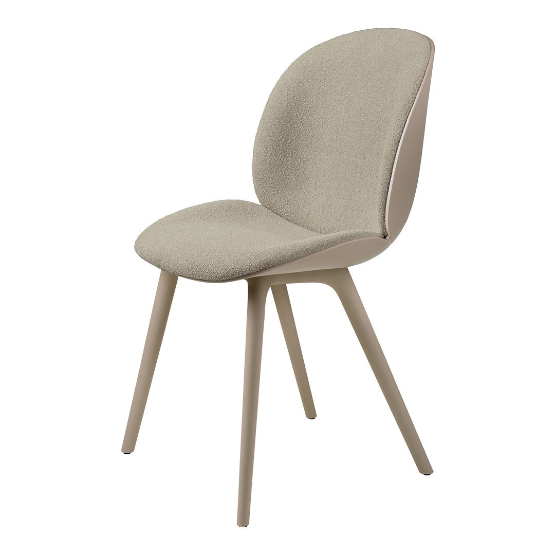 Modern Beetle Dining Chair with Front Upholstery & Sturdy Plastic Base - Monochrome Design for Kitchen, Dining Room, or Office Space